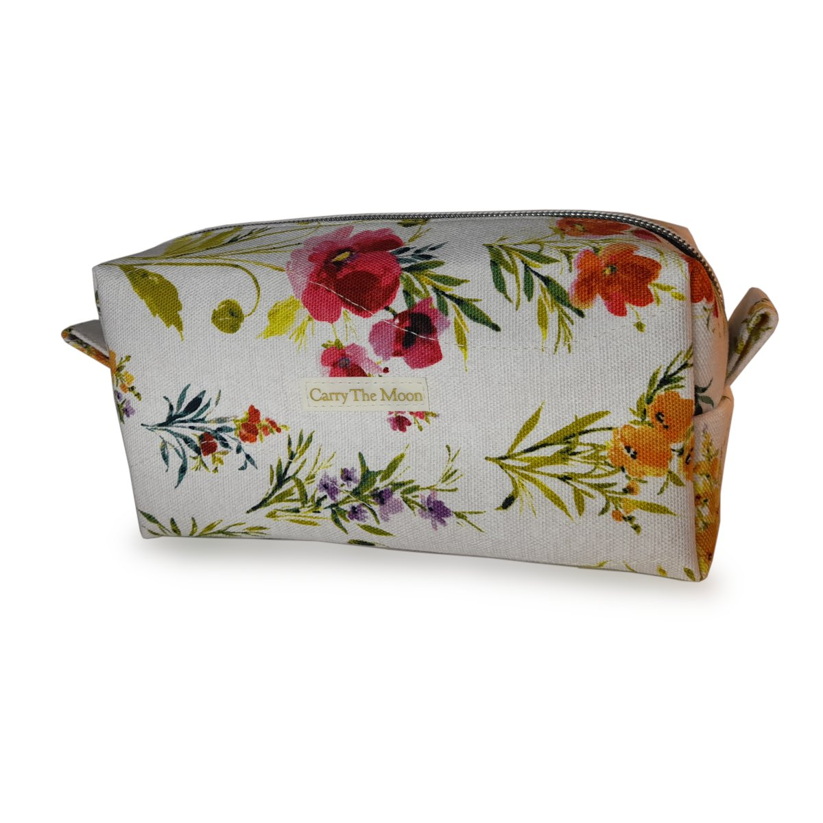 Floral cotton canvas accessory bag