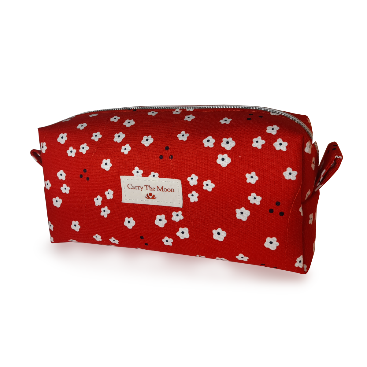 Small size red boxy makeup bag