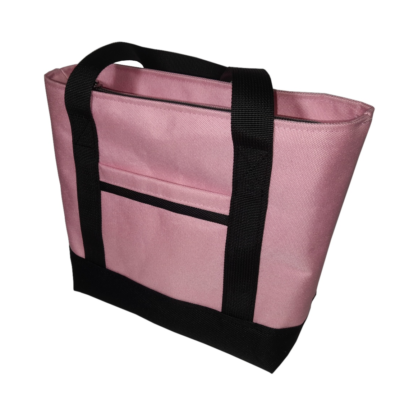 Pink waterproof canvas tote from side view